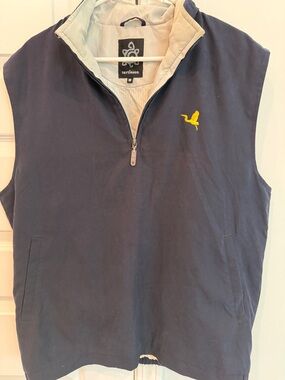Turtleson Navy Quarter-Zip Vest with Yellow Logo Size medium